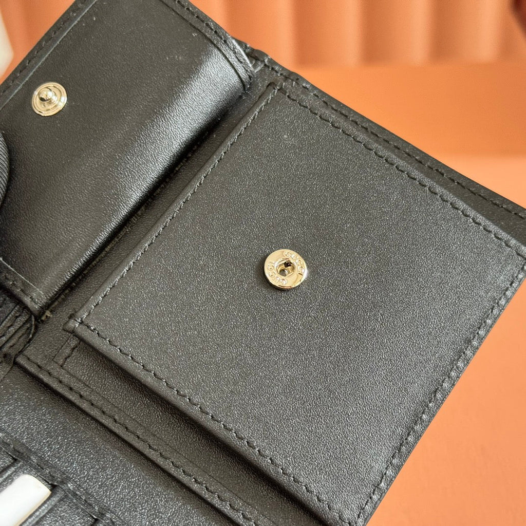 GUCCI 25S MARMONT WALLET BAG 11 IN BLACK CALFSKIN SILVER HARDWARE