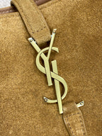 LE 37 SMALL BUCKET BAG 25 IN BROWN SUEDE GOLD HARDWARE