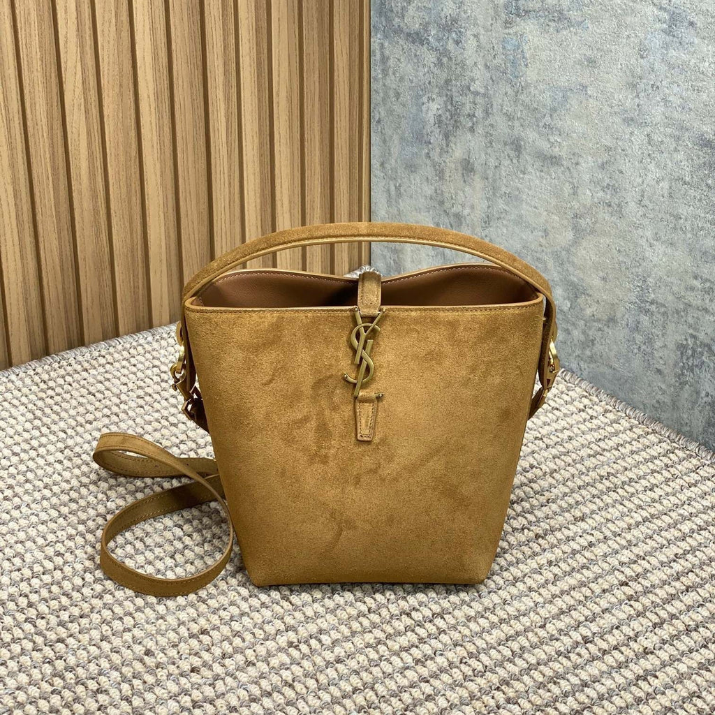 LE 37 スモール バケットバッグ 20インチ ブラウンスエード ゴールド金具