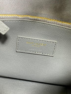 LE 5 À 7 SMALL SUPPLE 22 IN NEPAL BLUE CALFSKIN GOLD BUCKLE