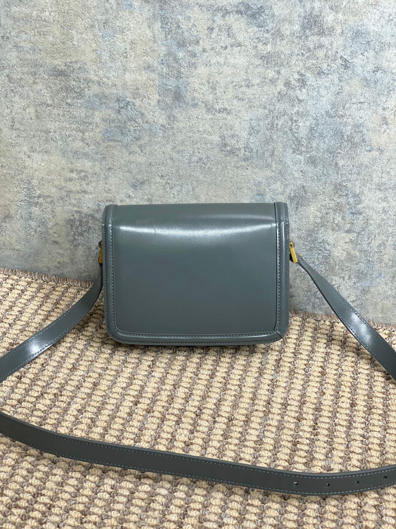 SOLFERINO SMALL SATCHEL 19 IN DARK GREY CALFSKIN GOLD HARDWARE