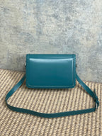 SOLFERINO SMALL SATCHEL 23 IN CERULEAN BLUE CALFSKIN GOLD HARDWARE