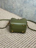 LE 37 MINI BUCKET BAG 15 IN AVOCADO GREEN CALFSKIN GOLD HARDWARE