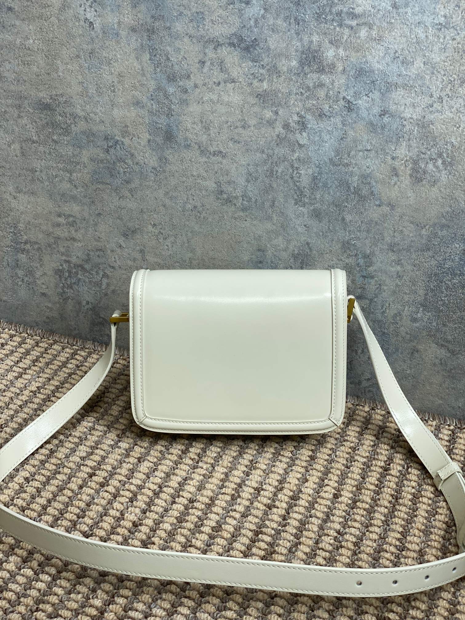 SOLFERINO SMALL SATCHEL 19 IN WHITE CALFSKIN GOLD HARDWARE