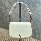 VOLTAIRE TOP HANDLE IN BOX 21 IN WHITE CALFSKIN GOLD HARDWARE