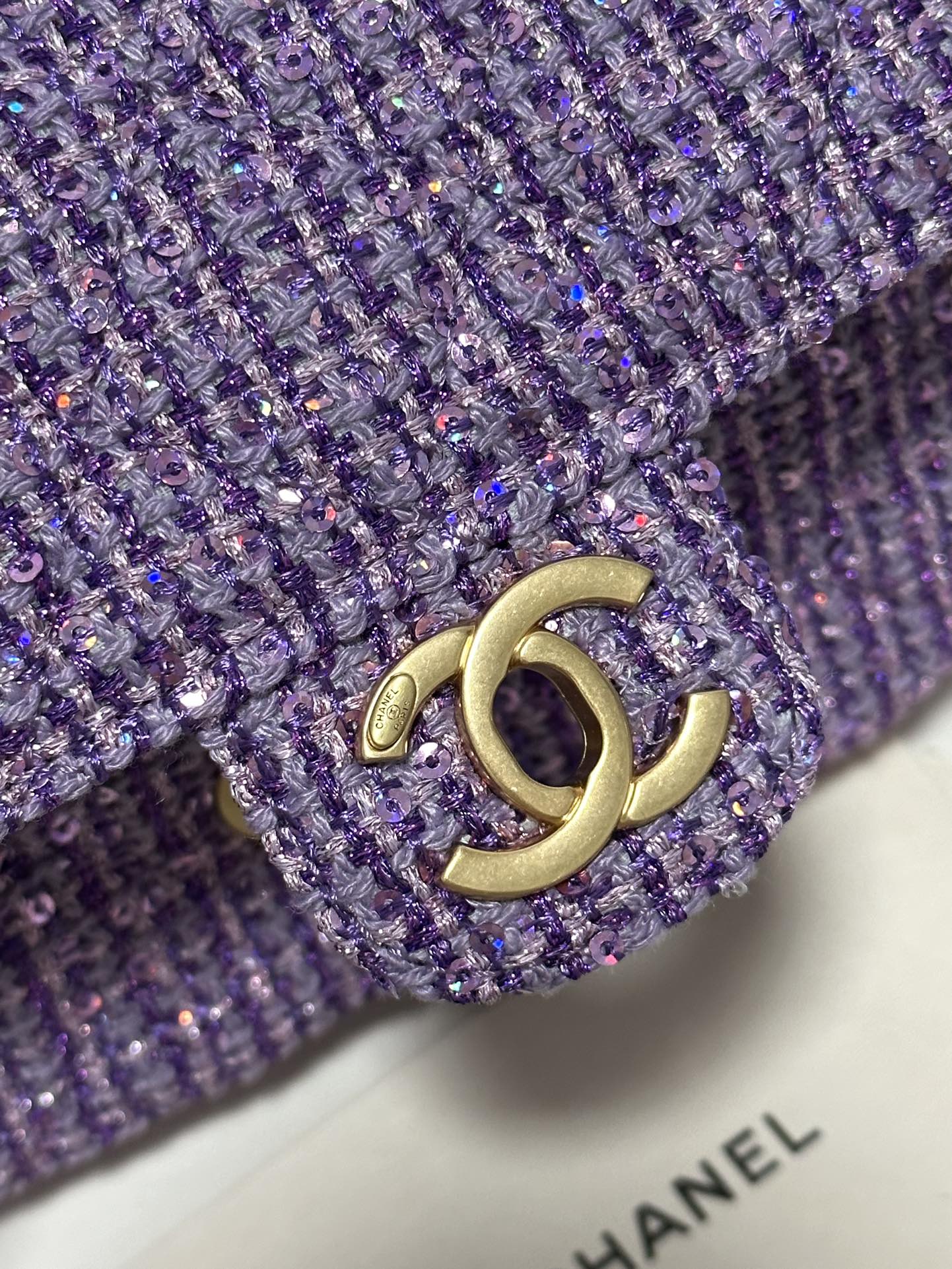 CC ミニ 21 フラップバッグ（バイオレットパープルウールツイード）