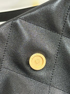 MAXI SHOPPING BAG 36 IN BLACK LAMBSKIN GOLD METALLIC