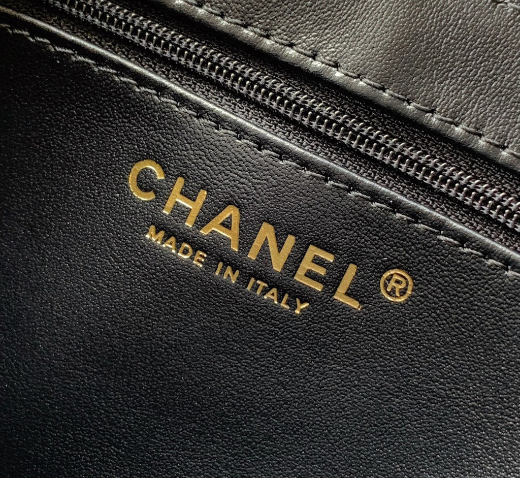 CC SMALL 20 KELLY SHOPPER BLACK MIX WHITE TWEED BRUSHED GOLD HARDWARE