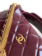 CC 16 MINI POUCH IN DARK RED WINE GRAINED CALFSKIN AND GOLD METAL
