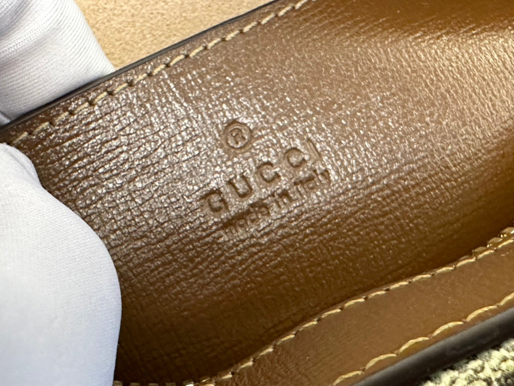 GG 20 ホースビット 1955 スモールバッグ（ベージュキャンバスとブラウンカーフスキン）