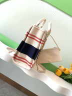 ショッピングバッグ 34 ホワイト、レッド、ネイビーブルーのキャンバス