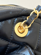 QUILTED BOWLING BAG 33 IN BLACK LAMBSKIN GOLD HARDWARE