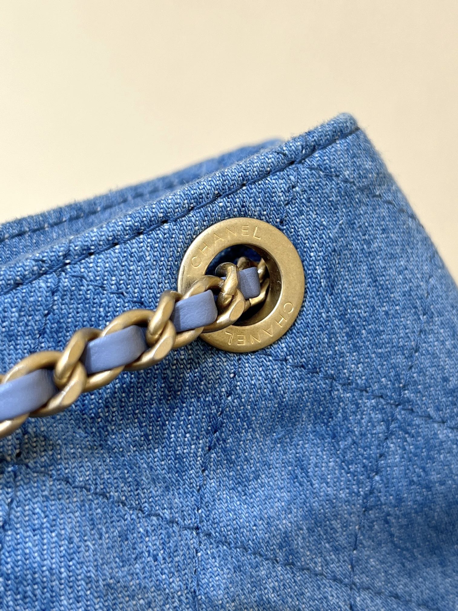 ドローストリング バケット バックパック 24インチ マリブブルー デニム ゴールド金具