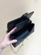 PEARL TOP HANDLE BAG 25 IN BLACK LAMBSKIN GOLD HARDWARE