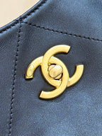 LARGE MAXI SHOPPING BAG 59 IN BLACK CALFSKIN GOLD-TONE METAL