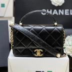 パール限定版 ハンドル付きフラップバッグ 20個入り ブラックラムスキン