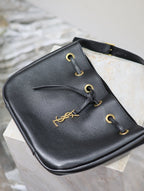 PARIS VII SMALL HOBO 30 IN BLACK GRAINED LEATHER GOLD HARDWARE