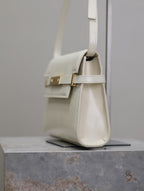 MANHATTAN SMALL 24 IN WHITE SMOOTH LAMBSKIN GOLD HARDWARE