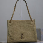 NIKI SHOPPING BAG 33 IN ECRU BEIGE SUEDE GOLD HARDWARE