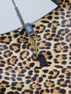 LE 5 À 7 BEA TOTE BAG 50 IN LEOPARD PRINT LEATHER GOLD LOGO