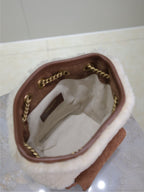 JOE ミニバケットバッグ 19 ホワイトシアリング＆ブラウンスエード