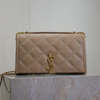 BECKY 22 IN MEDIUM BROWN QUILTED LAMBSKIN GOLD HARDWARE