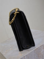 ベッキー 26インチ ブラック キルティング ラムスキン ゴールドハードウェア