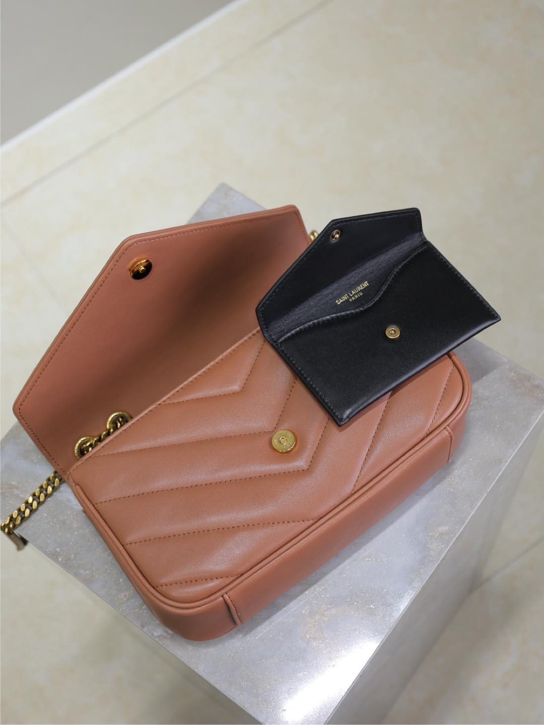 ルル スモール 24インチ サーモンピンク シープスキン ゴールド金具