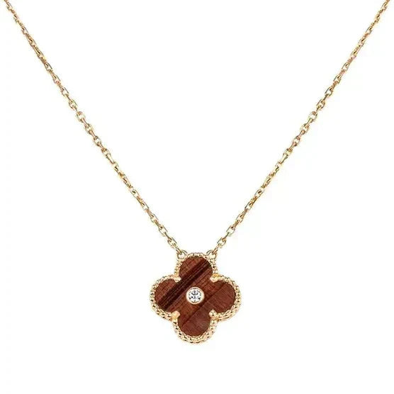 [⭐JeweliWhal]CLOVER 15MM DIAMOND AND YELLOW TIGER'S EYE AGATE necklace