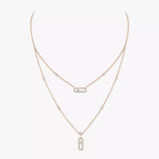 [⭐JeweliWhal]2 Rows Rose Gold Diamond Pave_ Necklace Move Uno
