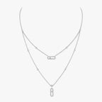 [⭐JeweliWhal]2 Rows Rose Gold Diamond Pave_ Necklace Move Uno