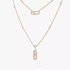 [⭐JeweliWhal]2 Rows Rose Gold Diamond Pave_ Necklace Move Uno