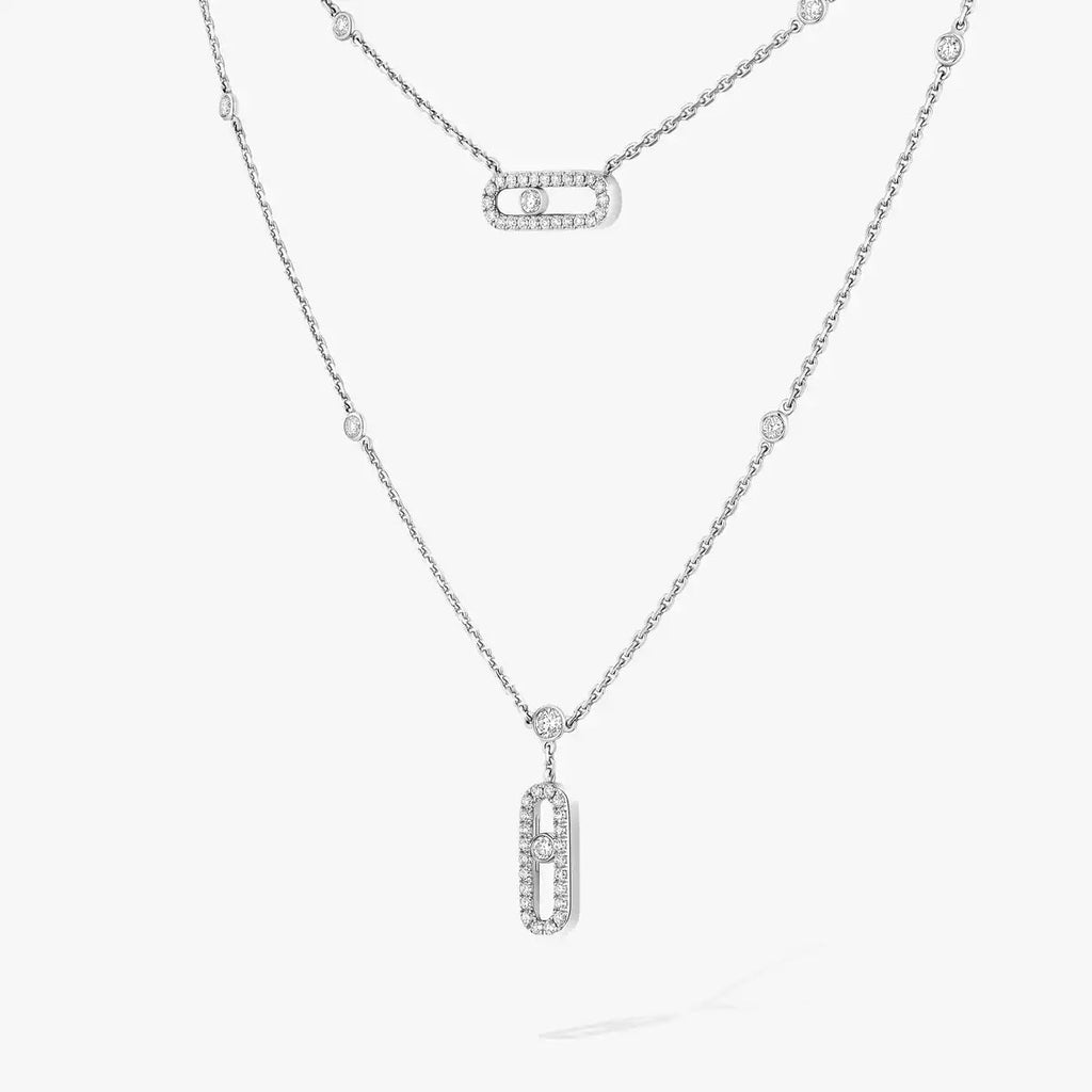 [⭐JeweliWhal]2 Rows Rose Gold Diamond Pave_ Necklace Move Uno