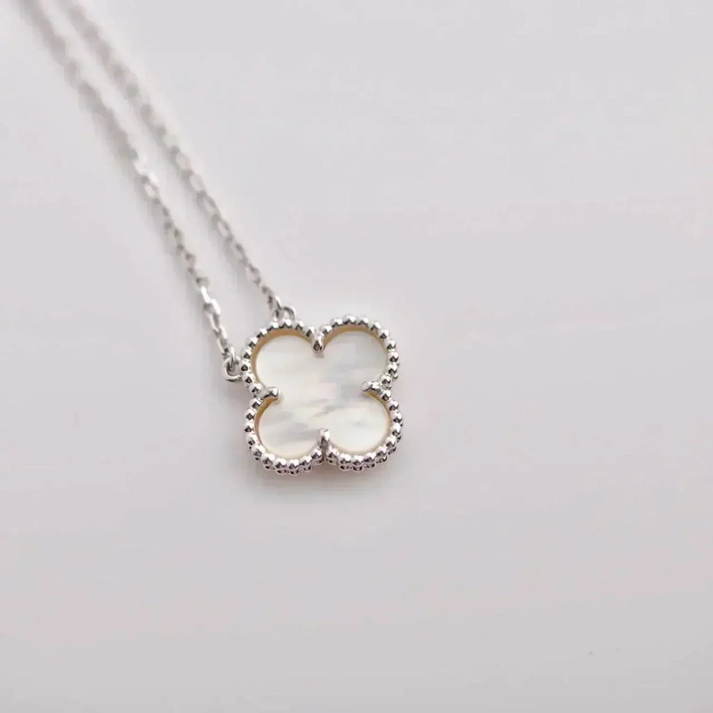 [⭐JeweliWhal]CLOVER  15MM WHITE MOTHER-OF-PEARL SILVER