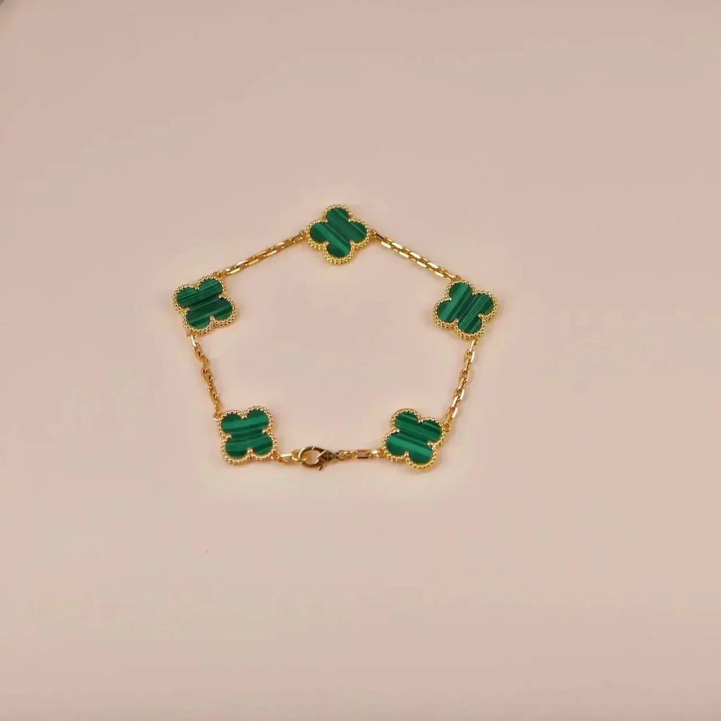 [⭐JeweliWhal] CLOVER 5 MOTIF MALACHITE BRACELET COLLECTION