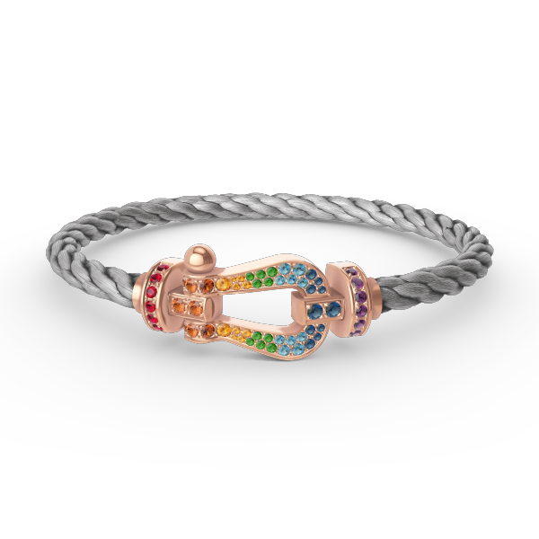 [⭐JeweliWhal]FORCE LARGE HORSESHOE  COLORED DIAMOND BRACELET ROSE GOLD