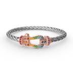 [⭐JeweliWhal]FORCE LARGE HORSESHOE  COLORED DIAMOND BRACELET ROSE GOLD