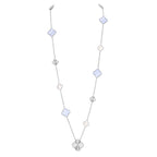[⭐JeweliWhal]DETACHABLE CLOVER 15(11+4) FLOWER SILVER NECKLACE SET