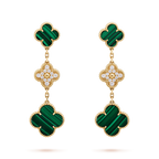 [⭐JeweliWhal]CLOVER EARRINGS GOLD MALACHITE DIAMOND 3 MOTIF