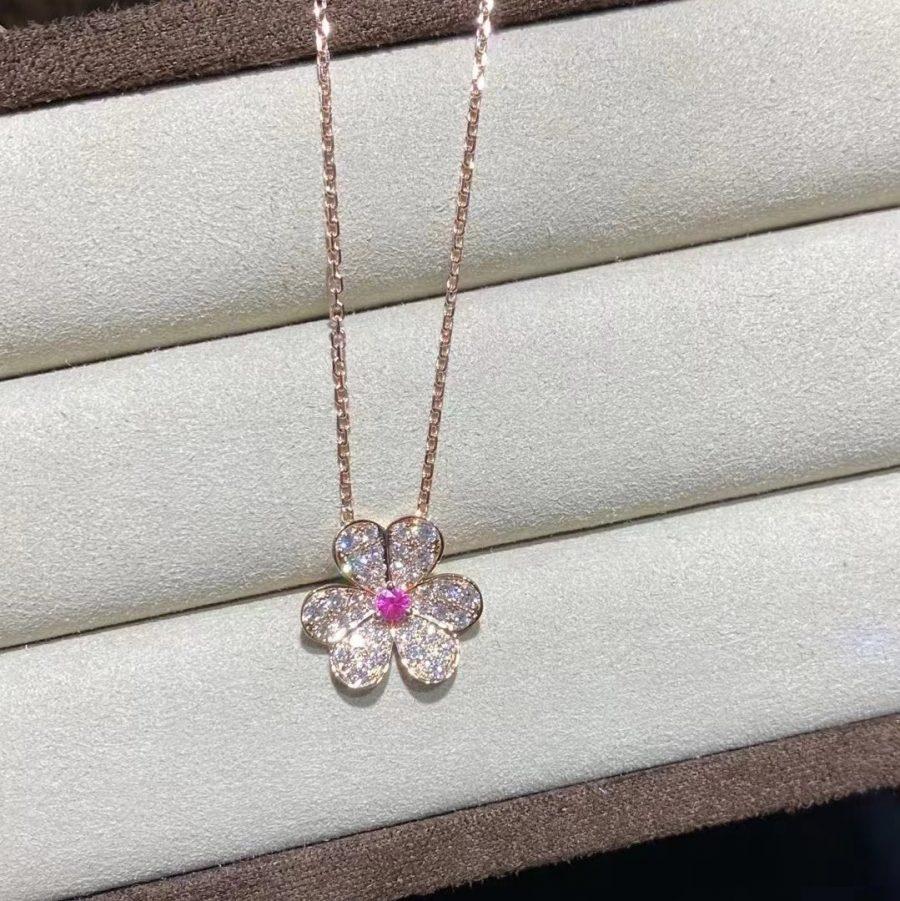 [⭐JeweliWhal]フリヴォル ローズゴールド フラワー ダイヤモンド ネックレス
