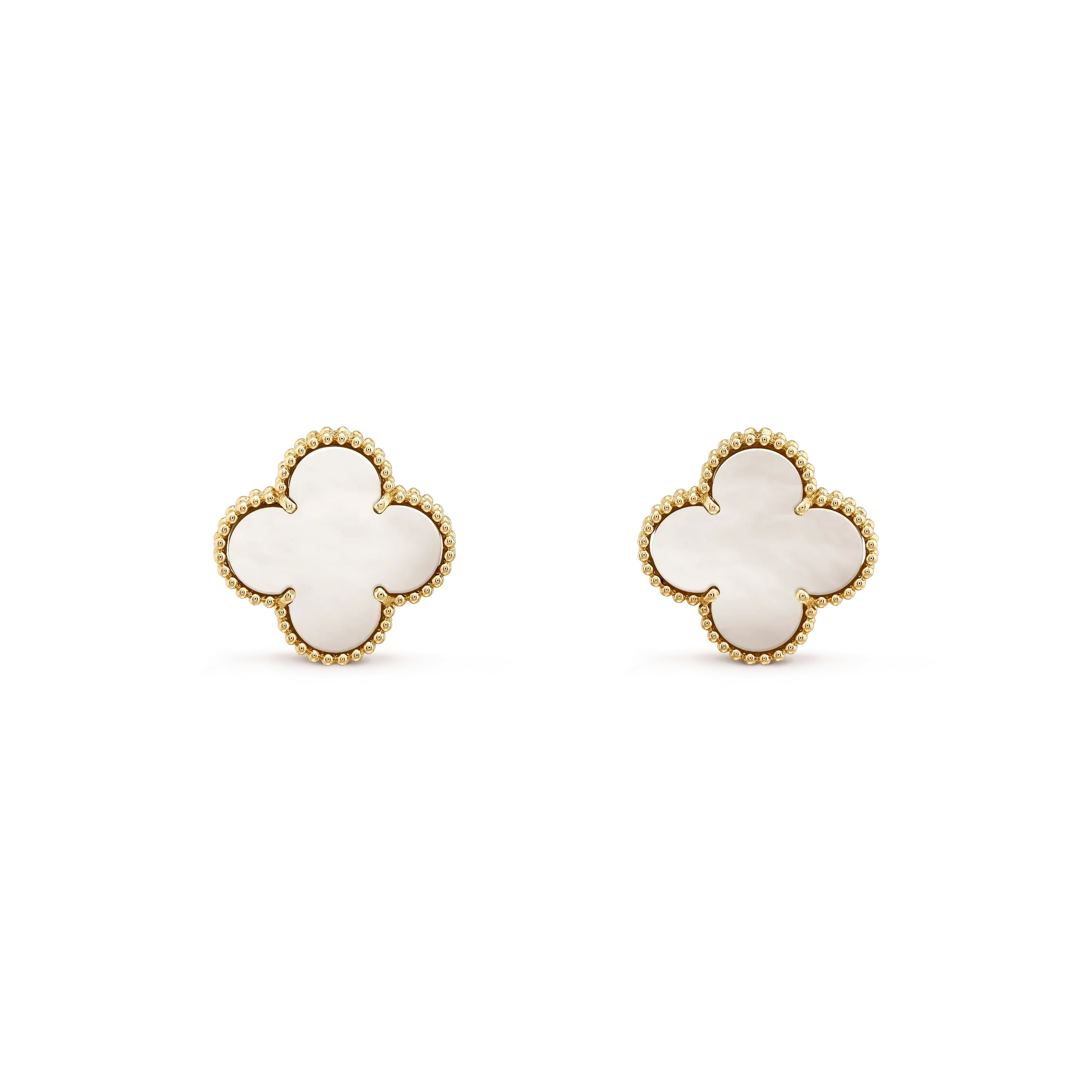 [⭐JeweliWhal]クローバー ミディアム 1モチーフ ホワイト モップ スタッドピアス