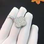 [⭐JeweliWhal]CLOVER 25MM SILVER FULL DIAMOND BIG CLOVER NECKLACE
