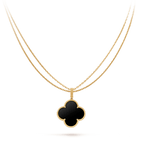 [⭐JeweliWhal]CLOVER 25MM GOLD ONYX BIG CLOVER NECKLACE