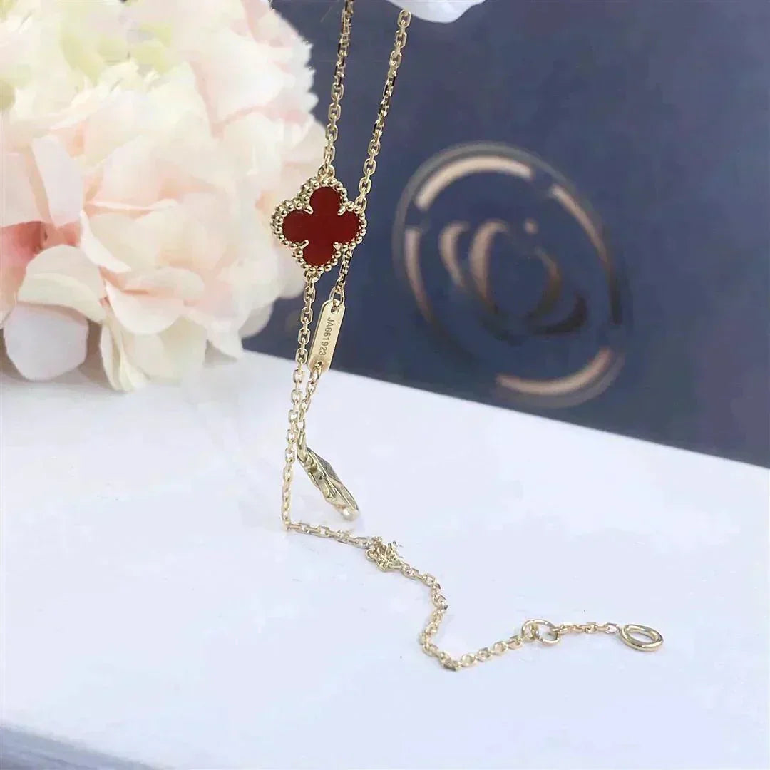 [⭐JeweliWhal]クローバーカーネリアンシングルフラワーブレスレット