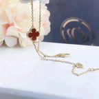 [⭐JeweliWhal]クローバーカーネリアンシングルフラワーブレスレット