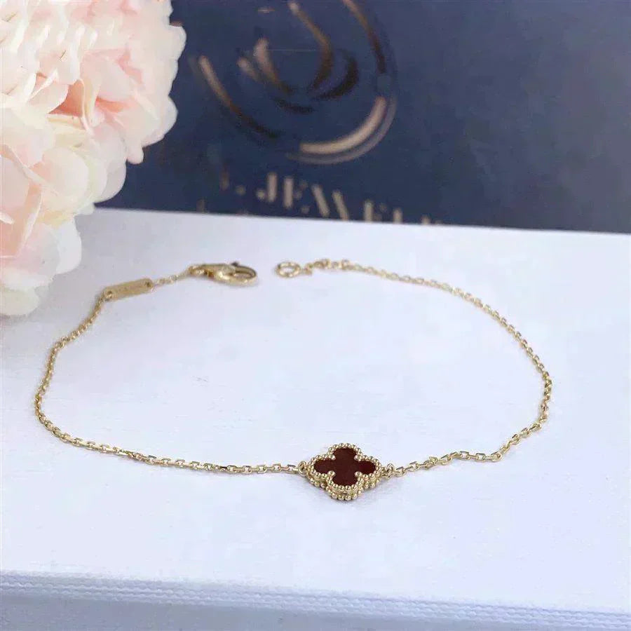 [⭐JeweliWhal]クローバーカーネリアンシングルフラワーブレスレット