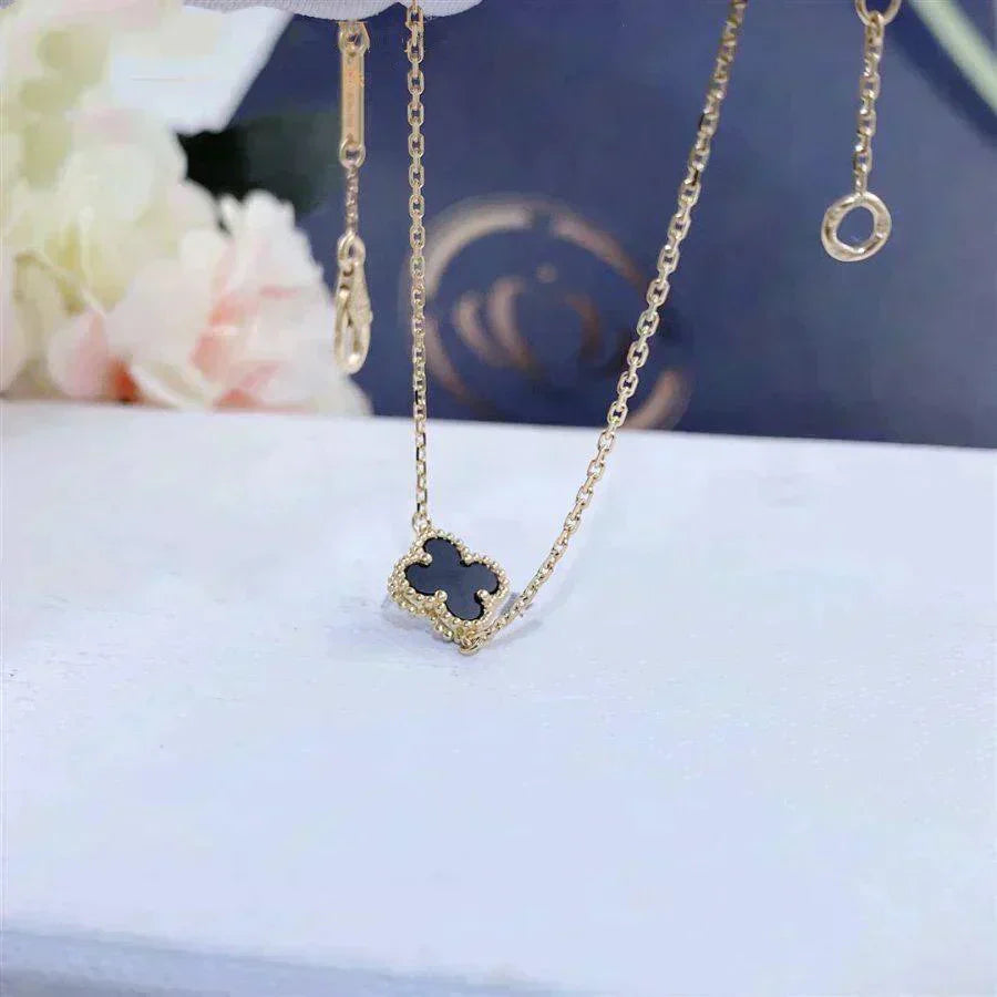 [⭐JeweliWhal]クローバー オニキス シングルフラワー ブレスレット