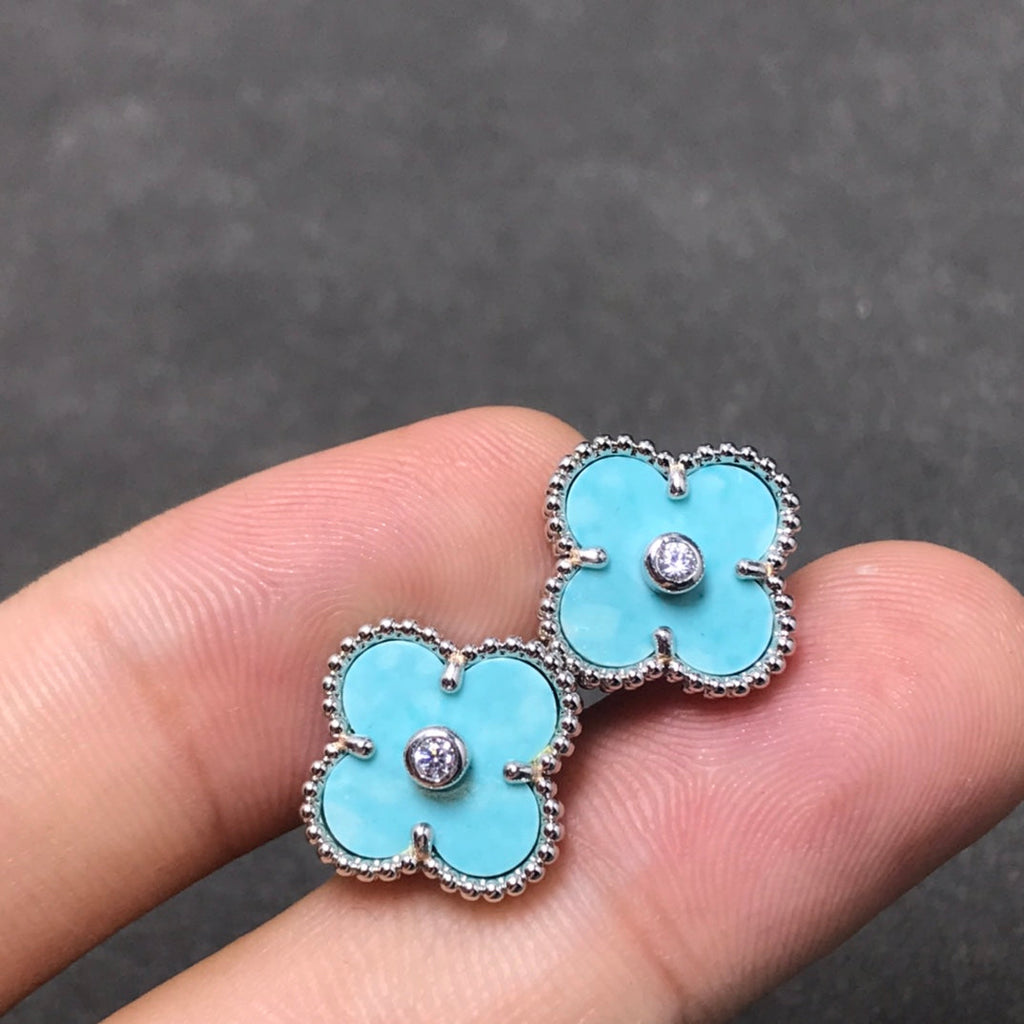 [⭐JeweliWhal]CLOVER 1 DIAMOND BLUE SKY SILVER EARRINGS