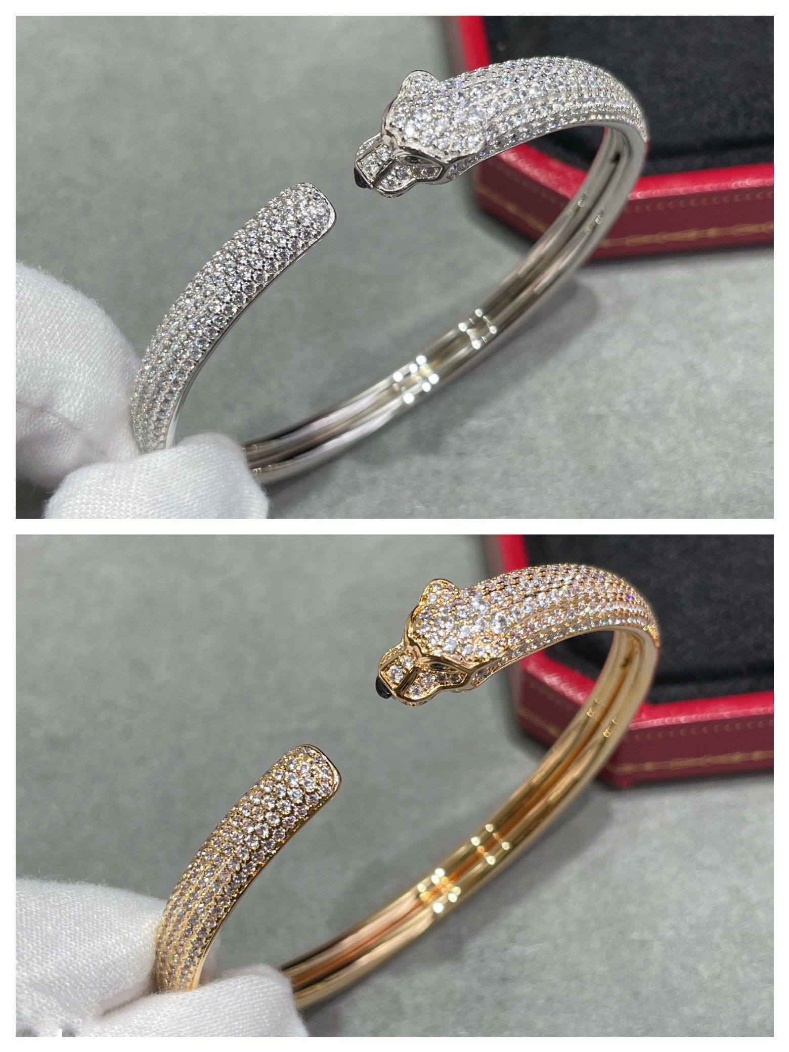 [⭐JeweliWhal]PANTHERE FULL DIAMOND OPEN BRACELET