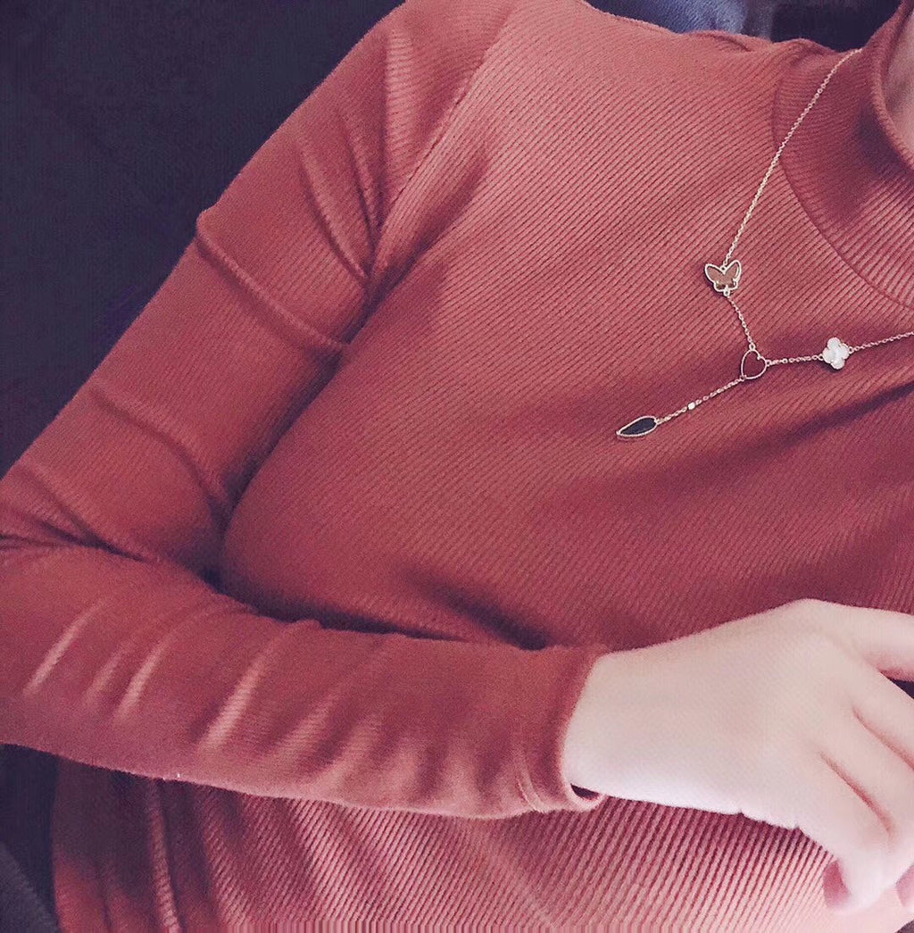 [⭐JeweliWhal]LUCKY SPRING 4 MOTIFS ROSE GOLD NECKLACE